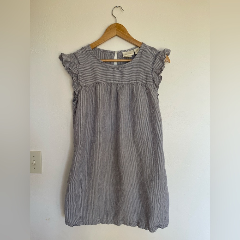 Cynthia Rowley Gray-Striped Cap Sleeve Shift Dress